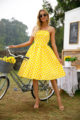 Womens 1950s Retro Rockabilly Princess Cosplay Dress with pockets polka dot apron 50's 60's Party Costume Gown(S-2XL) Sai Feel